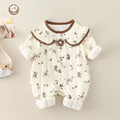 Baby girl's stylish romper, perfect for full-month celebrations, 100-day milestones, princess outings, and as a spring/autumn outdoor crawler suit