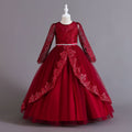 New arrival: long-sleeved sequin & lace trimmed children's formal dress - perfect for flower girls, princess parties, and christmas! girl's dress