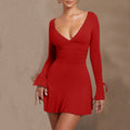 e-commerce women's fashion: european and american style sexy red dress, spring/summer v-neck backless design mini dress