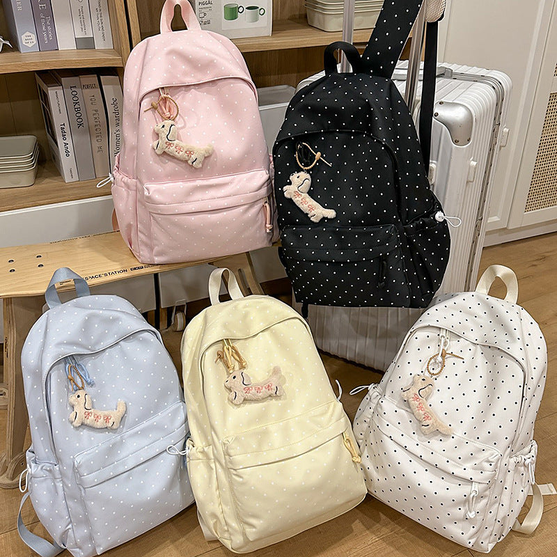 Ins polka dot school bag new arrivalniche style backpack college student fashion travel backpack easiest for match large capacity backpack