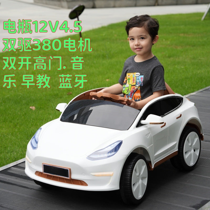 New children's electric car four-wheel car with remote control baby toy car charging can sit and swing stroller toy