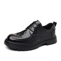 Genuine leather men's business casual dress shoes - thick sole black oxfords for work, meetings, and weddings - lace-up leather shoes
