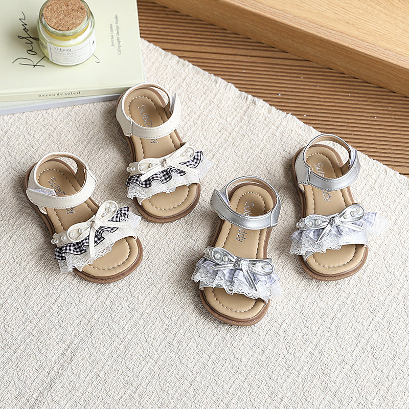 Summer new arrivals: korean style girls' bow-tie princess shoes - stylish open-toe sandals for big kids and toddlers