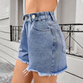 European and american cross-border e-commerce summer new women's clothing   washed adjustable waist versatile denim shorts