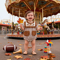 Baby girl cute football embroidered doll collar one-piece romper