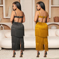 C7431 cross-border   fashion women's sexy sling backless tassel long dress