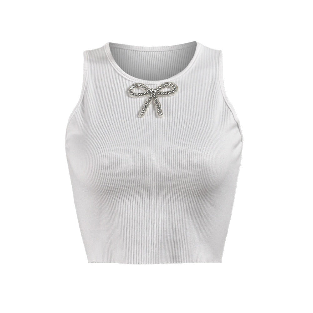 41304THG Freet 2024 Summer New Product Express Explosive Navel Slim Seam Drill European and American Small Vest Women