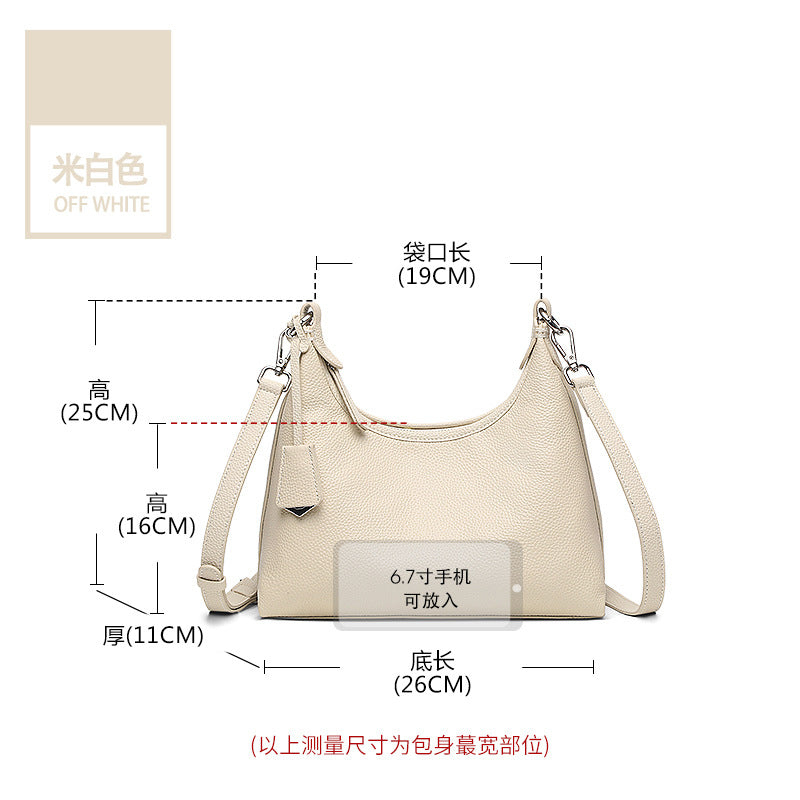 Genuine leather shoulder bag 2025 spring new niche design women's bag temperament advanced simple first layer cowhide messenger bag
