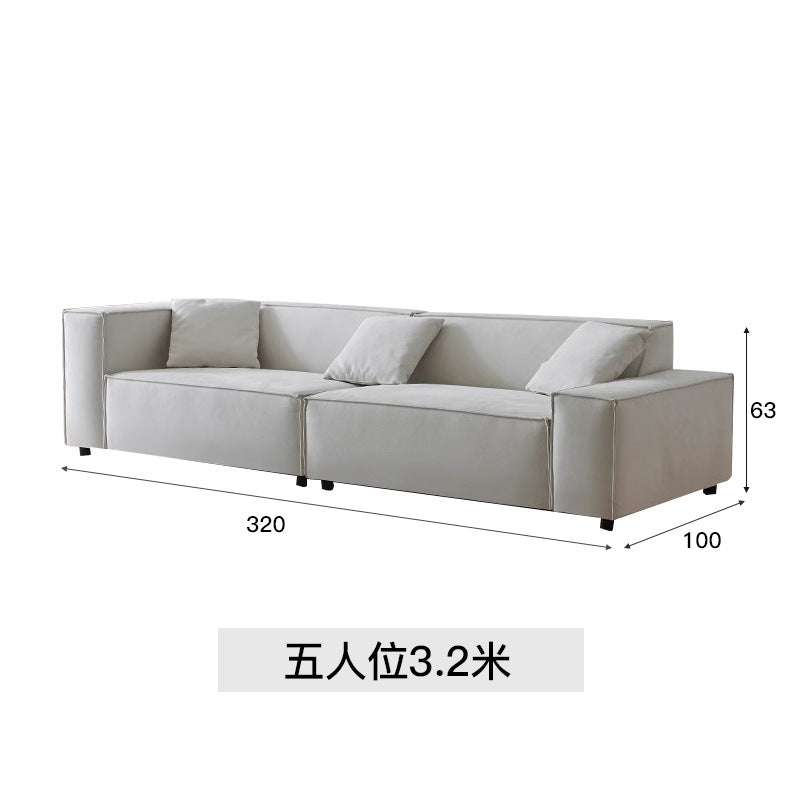 Wabi-sabi style linen three-person fabric sofa small apartment living room b&b tofu block classy cotton and linen cream style removable and washable