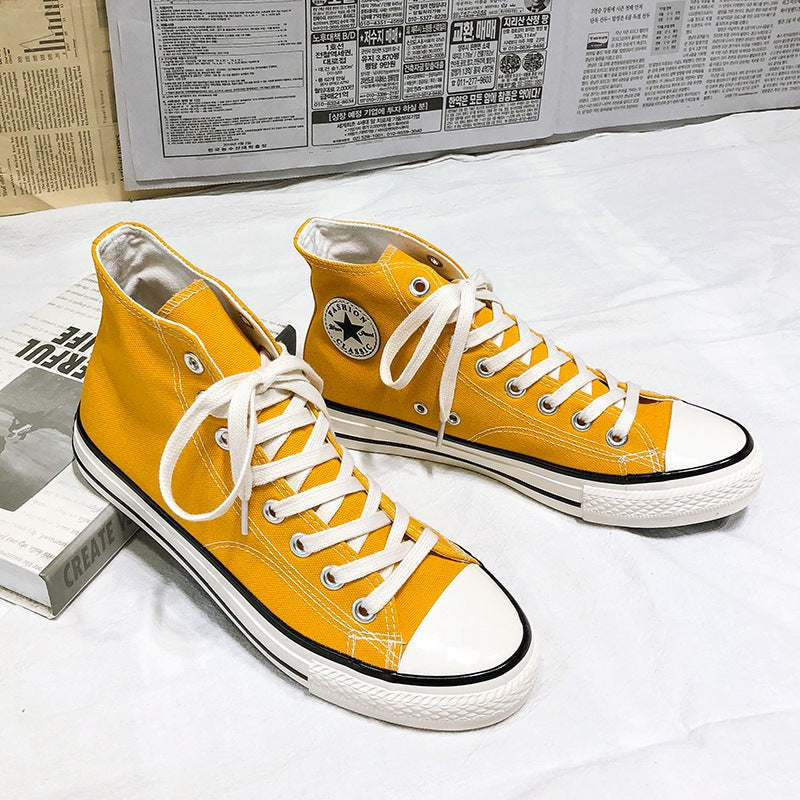 1970s retro skate shoes korean style trendy summer breathable versatile student high-top canvas shoes men's couple fashion sneakers