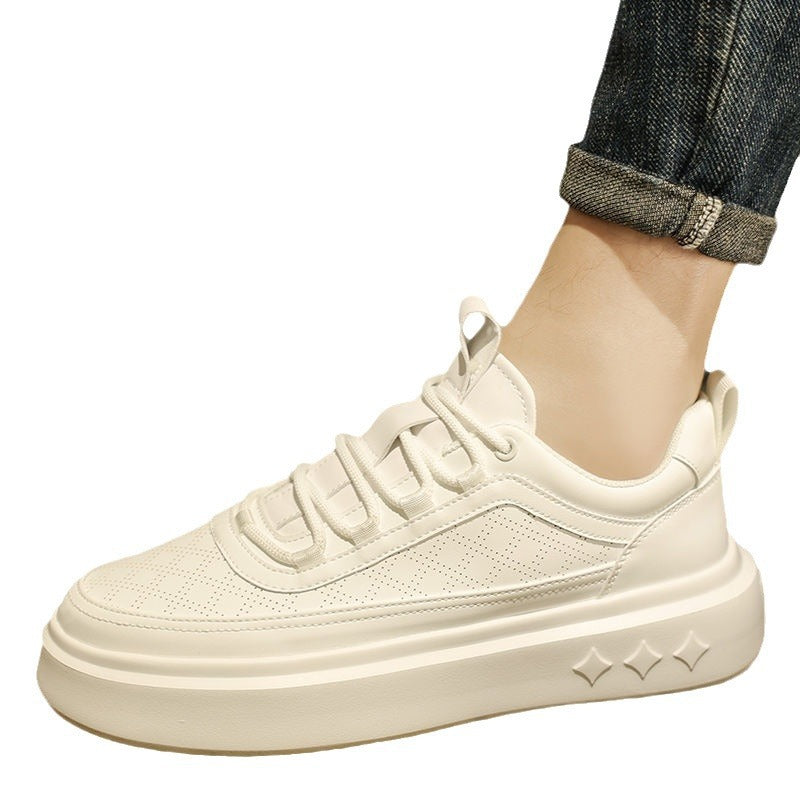 Men's white sneakers 2025 new winter breathable casual skate shoes men's white shoes non-slip thick sole versatile sports trendy shoes