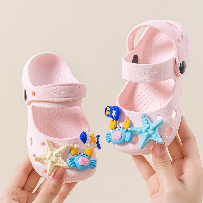 Kids' clogs - summer girls' indoor anti-slip cartoon boys' mid-to-large children's baby slippers beach sandals
