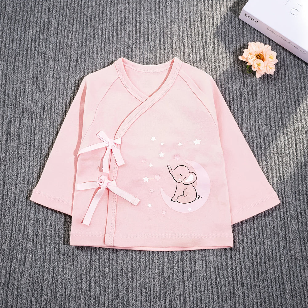 Spring & fall newborn monk suitsuit pink elephant pure cotton baby tie backseparates clothes baby bottom pajamas