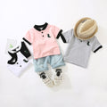 Kids' polo shirt set, 0-5 years old, embroidered dinosaur short-sleeve t-shirt and shorts 2-piece set, cross-border e-commerce