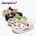Spongebob squarepants women's clogs - summer outdoor wear, thick sole, height increasing, "stomping on shit" comfort, diy sandals, eva anti-slip