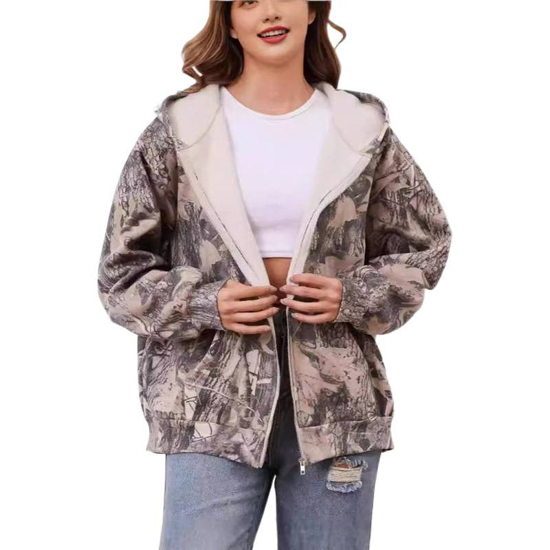 cross-border leaf print hoodie - unisex zip-up 3d printed jacket, casual & versatile, hot seller for international markets