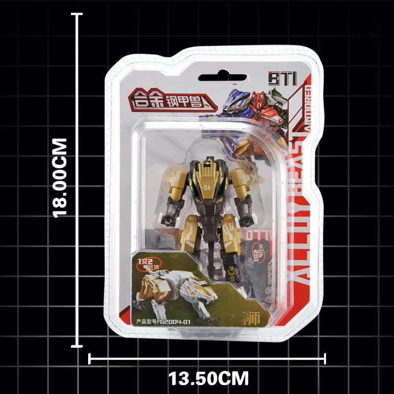 Kids puzzle mini robot toy boy retro moving train combined deformation dinosaur engineering vehicle steel armor beast