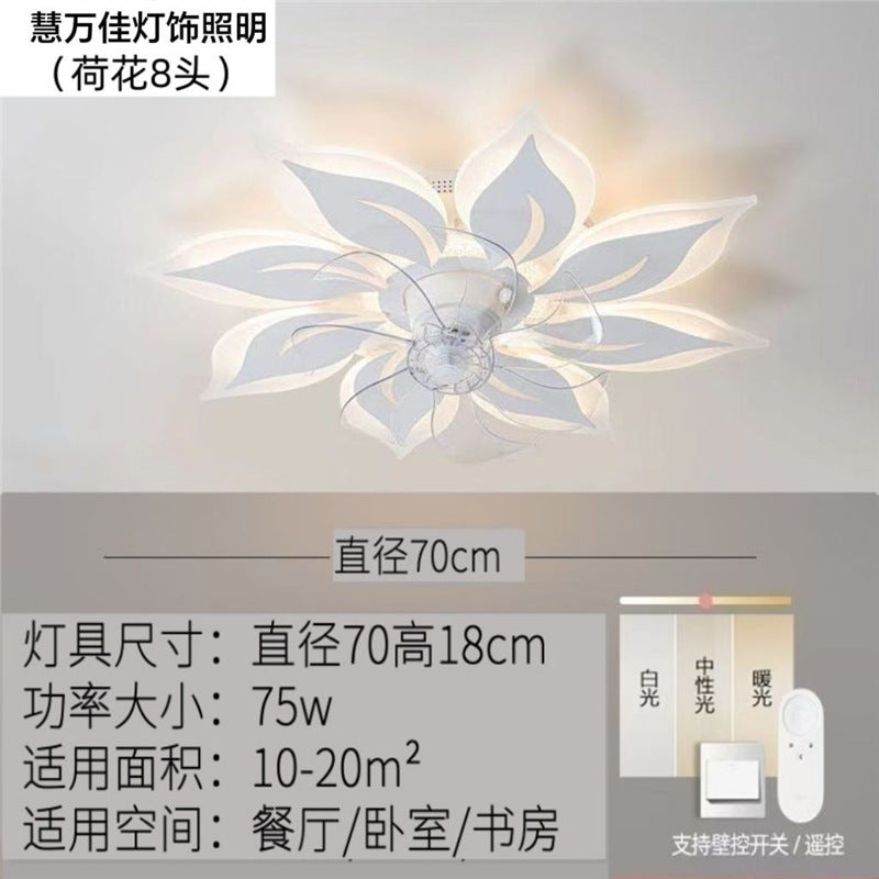 New master bedroom fan light with oscillating fan, restaurant fan light, smart voice-controlled bedroom ceiling fan light