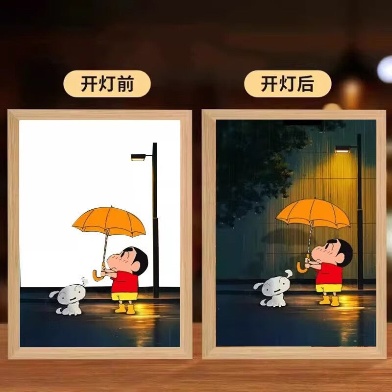 Crayon shin-chan light painting night light living room bedroom decorative painting table gift ornaments for boyfriend