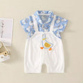 Summer first birthday baby short-sleeve romper, infant cartoon onesie, newborn full month celebration outfit, cartoon romper