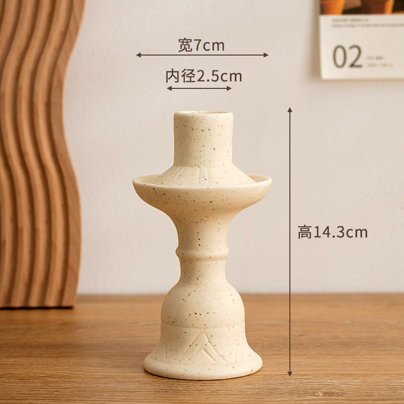 Nordic antique candle holder ceramic ornament simple home decoration festival desktop scented candle pedestal decoration props
