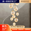 Spanish marble full copper chandelier cross-border accessible luxury duplex house stair lamp living room atrium rotate
