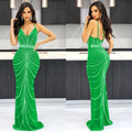 C6388   fashion women's solid color camisole sleeveless rhinestone backless maxi dress