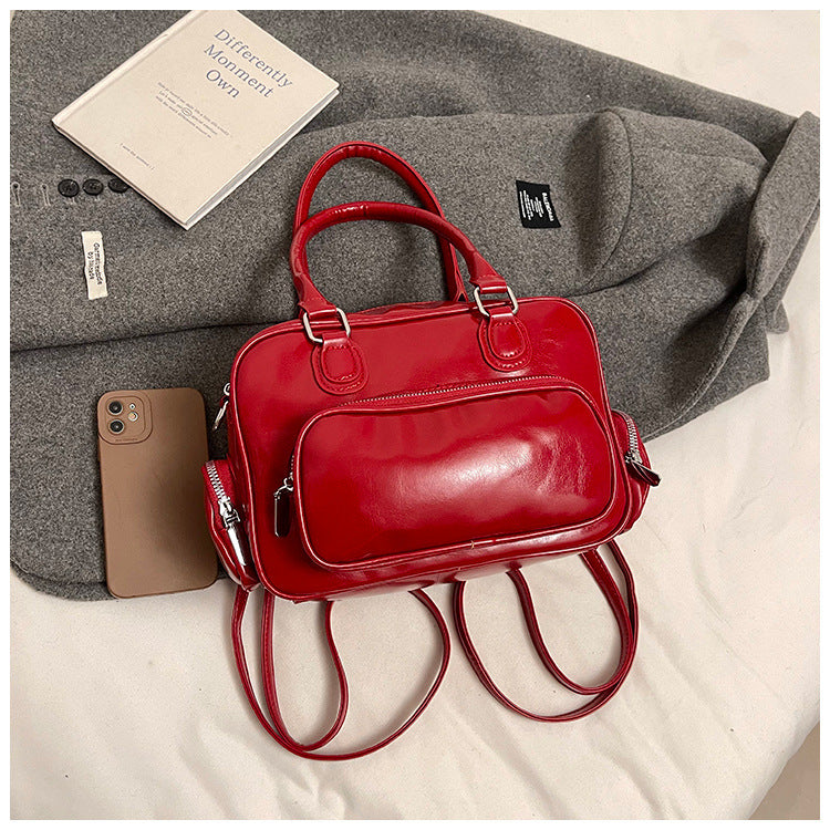 Versatile preppy style backpack for women, 2025 new trendy niche handbag, highland dog minimalist retro women's bag
