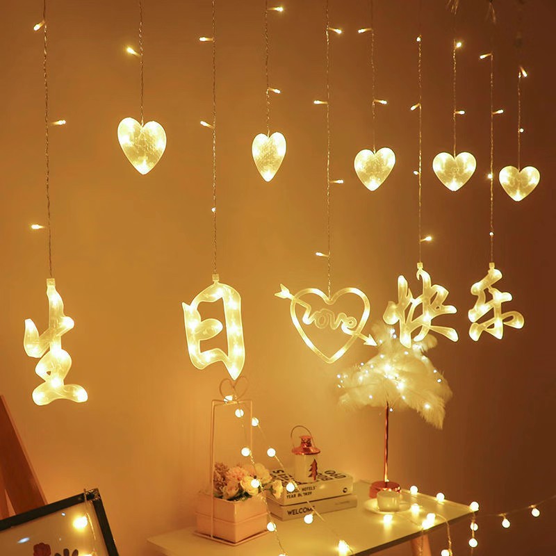 Led  star and moon lights flashing lights string lights Gypsy curtains lights birthday room decorative lights star lights