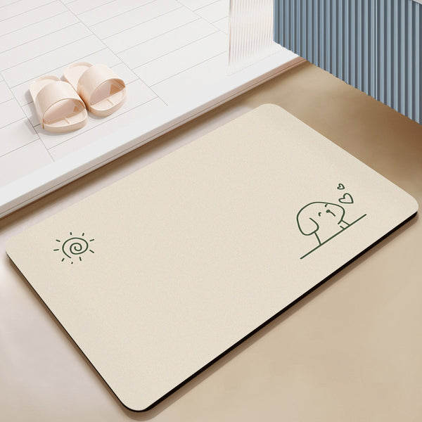 Modern simple style milk color household diatom mud floor mat simple high-end bathroom floor mat non-slip absorbent mat