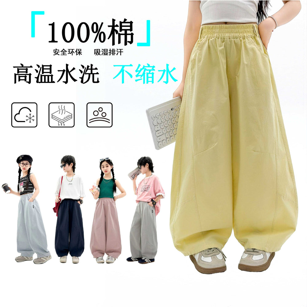 【beat the heat this summer】new summer collection: stylish, lightweight, and breathable 100% cotton casual pants for kids - versatile, loose-fit trousers (style 2613)