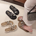 High-end sandals for women, perfect for wearing outdoors. new summer styles, trendy and popular, featuring rhinestone butterfly embellishments, thong design, and chunky platform soles