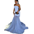 European and american cross-border women's fashion:  summer new arrivals - sexy and elegant bandeau bodycon pleated maxi dress