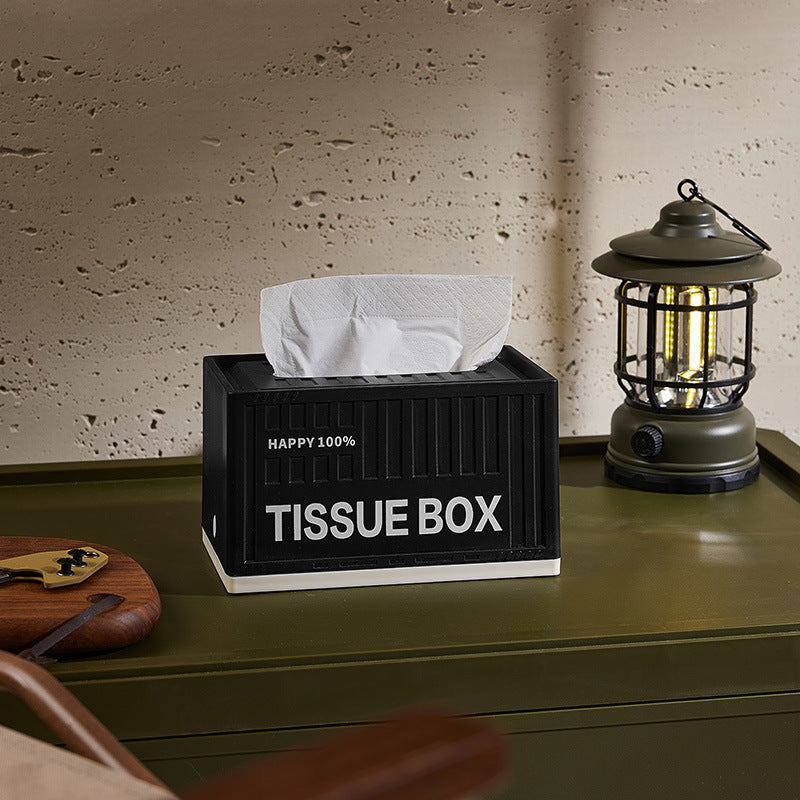 Industrial style desktop storage box set, pen holder, trash can, tissue box, household creative simple makeup brush storage bucket.