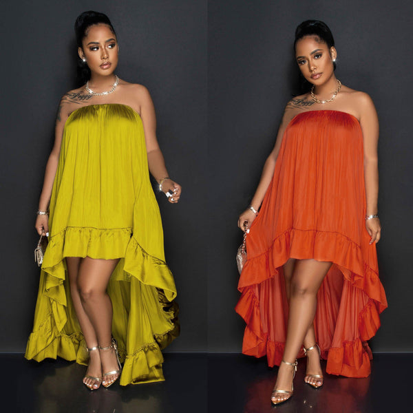 S10493 Hot Sale, Sexy, Silk, Satin, Tube Top, Sleeveless, Lace Dress, Nightclub Dress