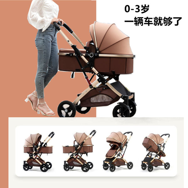 Baby stroller can sit and lie down, lightweight folding high landscape shock absorption, two-way newborn children's baby stroller mixed wholesale