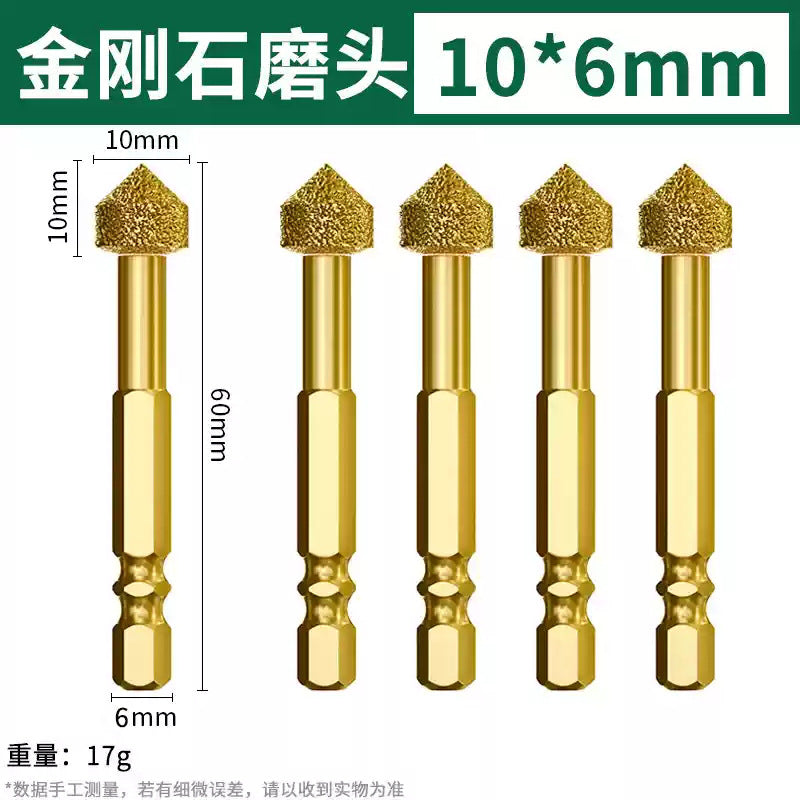 Baolian diamond grinding head hexagonal shank carbide rotate file cast iron stone hand electric drill brazing and polishing handy gadget