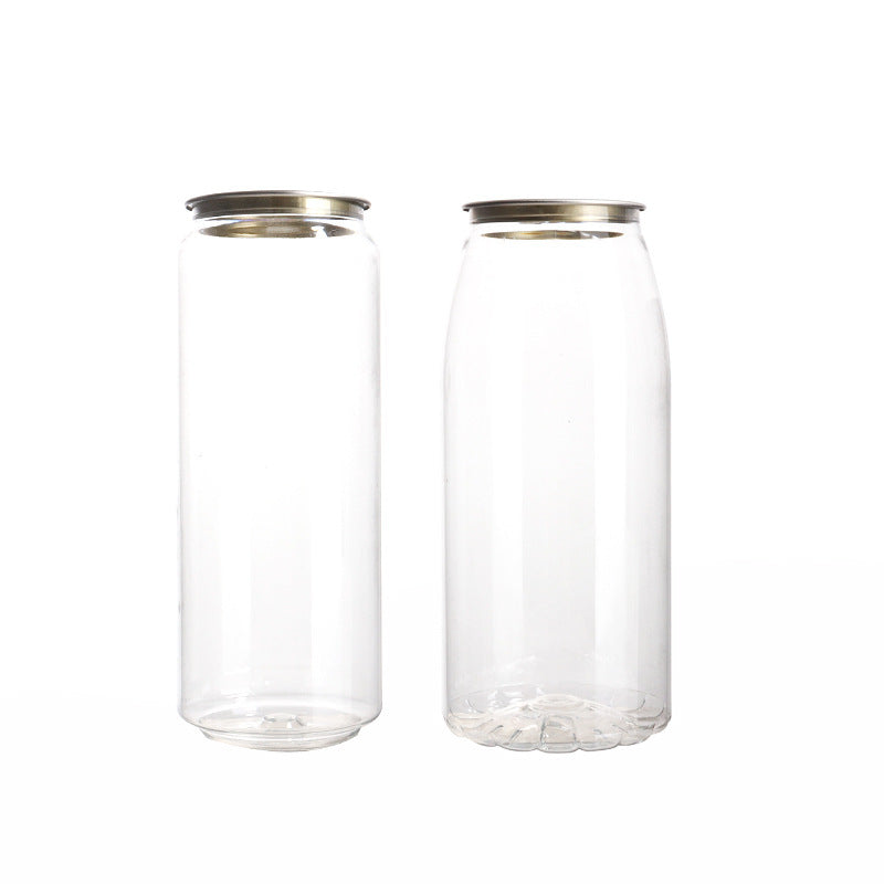 Disposable plastic cans 500ml empty cans pet milk tea cups transparent bubble fruit juice bottles beer bottles