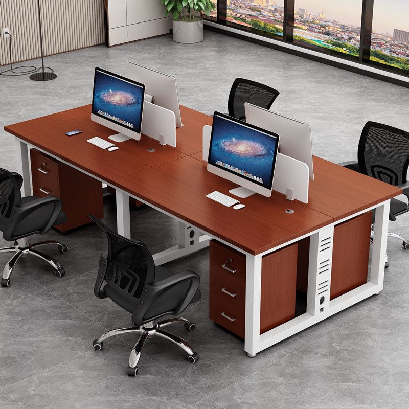 Minimalist 2/4/6 person partitioned workstation - employee computer desk and chair combo - office desk for staff