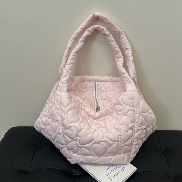 Autumn and winter Korean down bag women's 2025 new product large-capacity commuter bag shoulder bag zipper fitness bag casual versatile