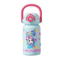 Creative cartoon double-drink kids' thermos: stylish, high-capacity student straw water bottle - stainless steel cup