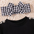 Children's clothingfall and winter style infant and toddler pit strip long sleeves double-layer flying sleeves and houndstooth skirt