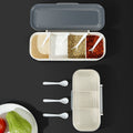 Japanese-style minimalist seasoning box kitchen supplies spice jar salt shaker with spoon transparent multi-compartment with lid for home use