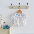 Baby summer clothes: adorable princess romper for baby girls - stylish, sweet, lightweight, short-sleeve, triangle-neck snap-crotch bodysuit
