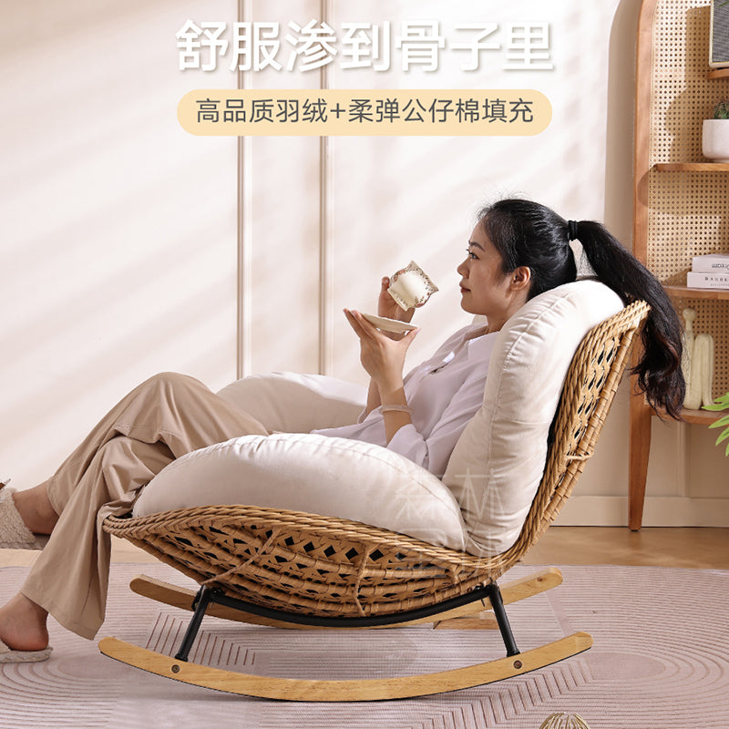 Rocking chair recliner rattan sofa chair lazy sofa adult casual balcony for home living room popular outdoor rocking chair