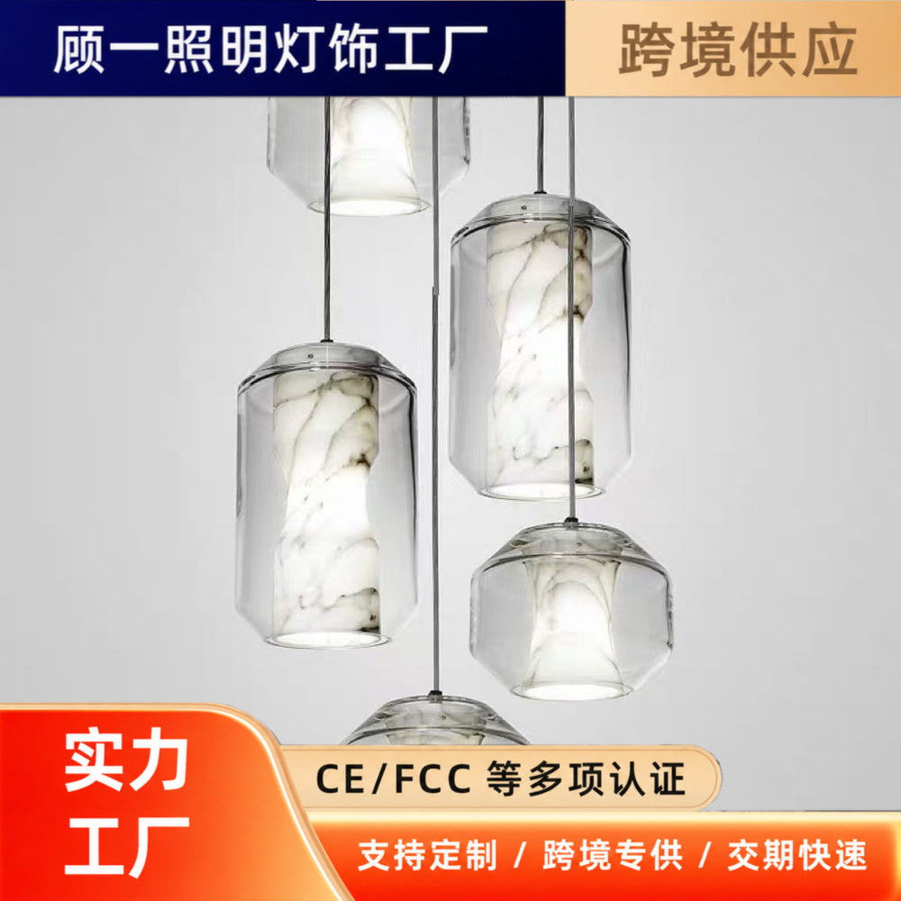 Minimalist marble single-head pendant light - modern & stylish for dining, bar, small bedroom, or bedside - designer lighting fixture for restaurants