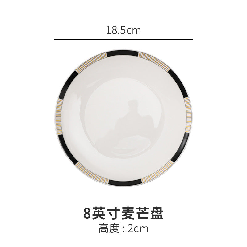 Nordic light luxury western dinnerware set - model room display, modern home dinner plates, minimalist western dinner plates, high-end plating