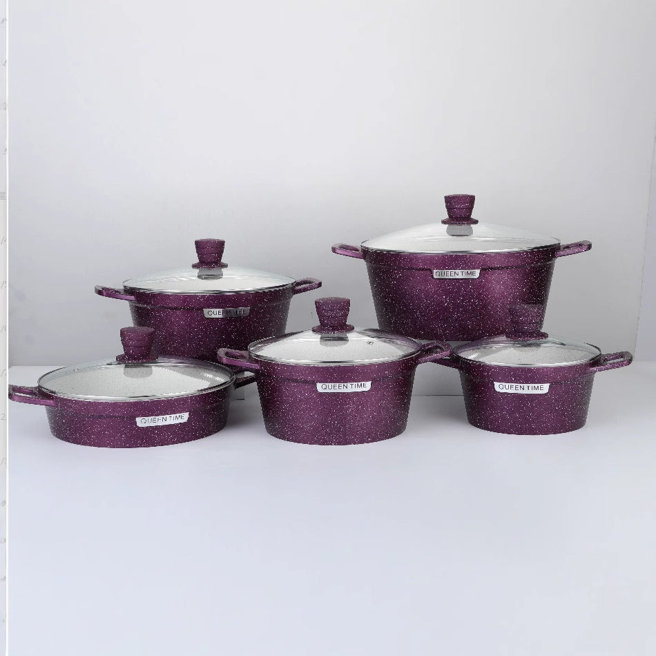 Export high-end die-cast soup pot suit medical stone european and american marble ten-piece set manufacturer wholesale pot suit