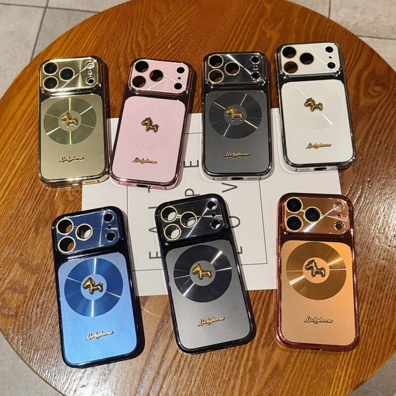 Golden horse star ring magnetic case for apple 17 pro - instantly transform your phone with cd texture, aurora lens protection, and full coverage for apple 15