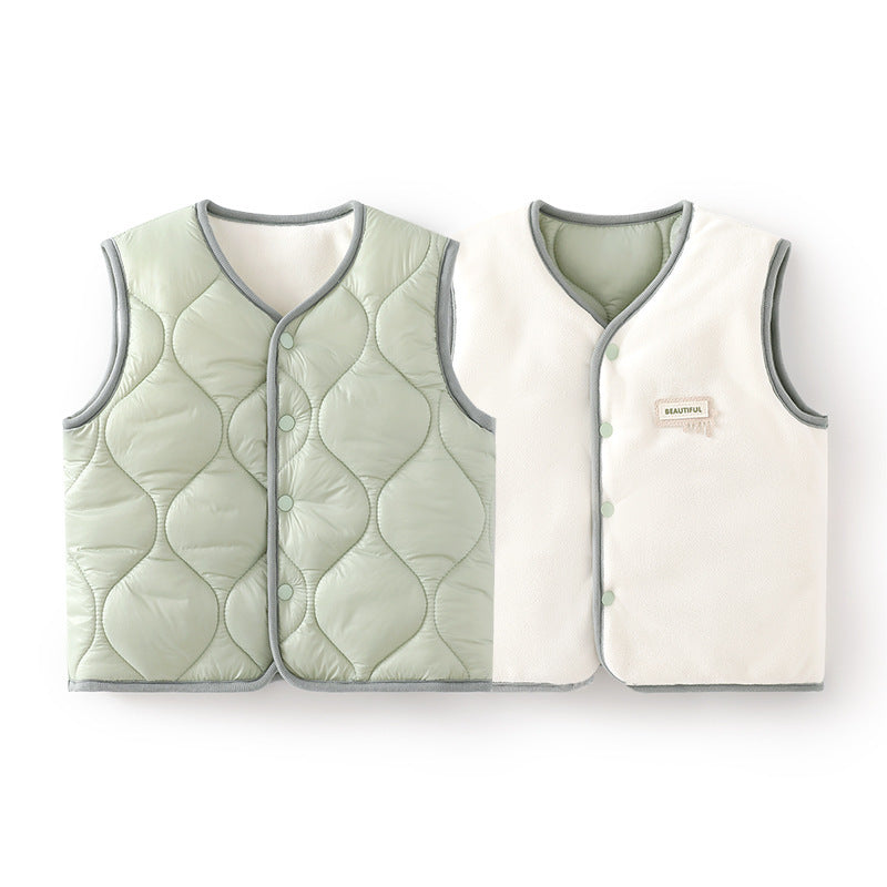 Babylon baby vest belly vest baby reversible autumn and winter style quilted kids vest vest imitation down